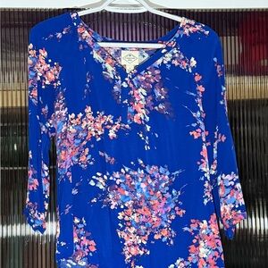 St. John's Bay Vibrant Floral Blue Blouse